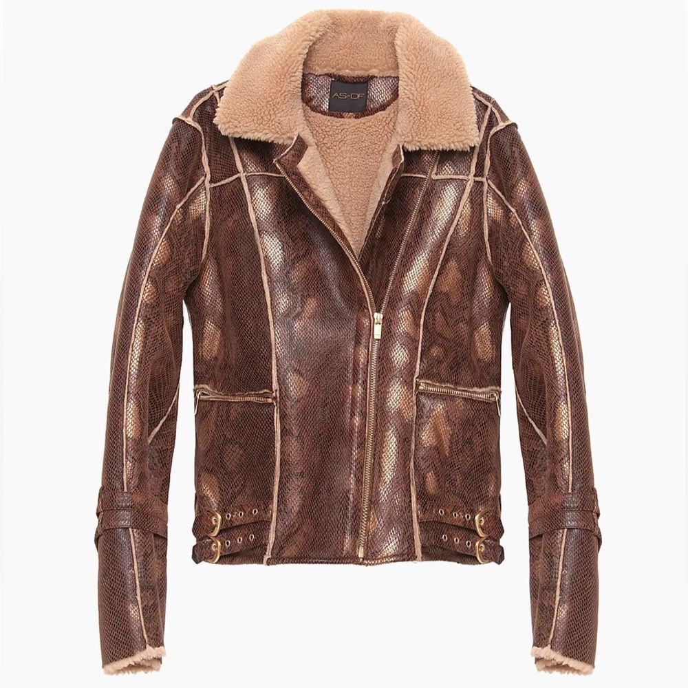 AS by DF Python Shearling Jacket | Medium | Brown